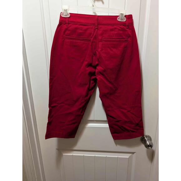 NEW! St. Johns Bay Womens 2P Capri Pants Red Mid Rise Stretch Slender Security - Picture 5 of 8